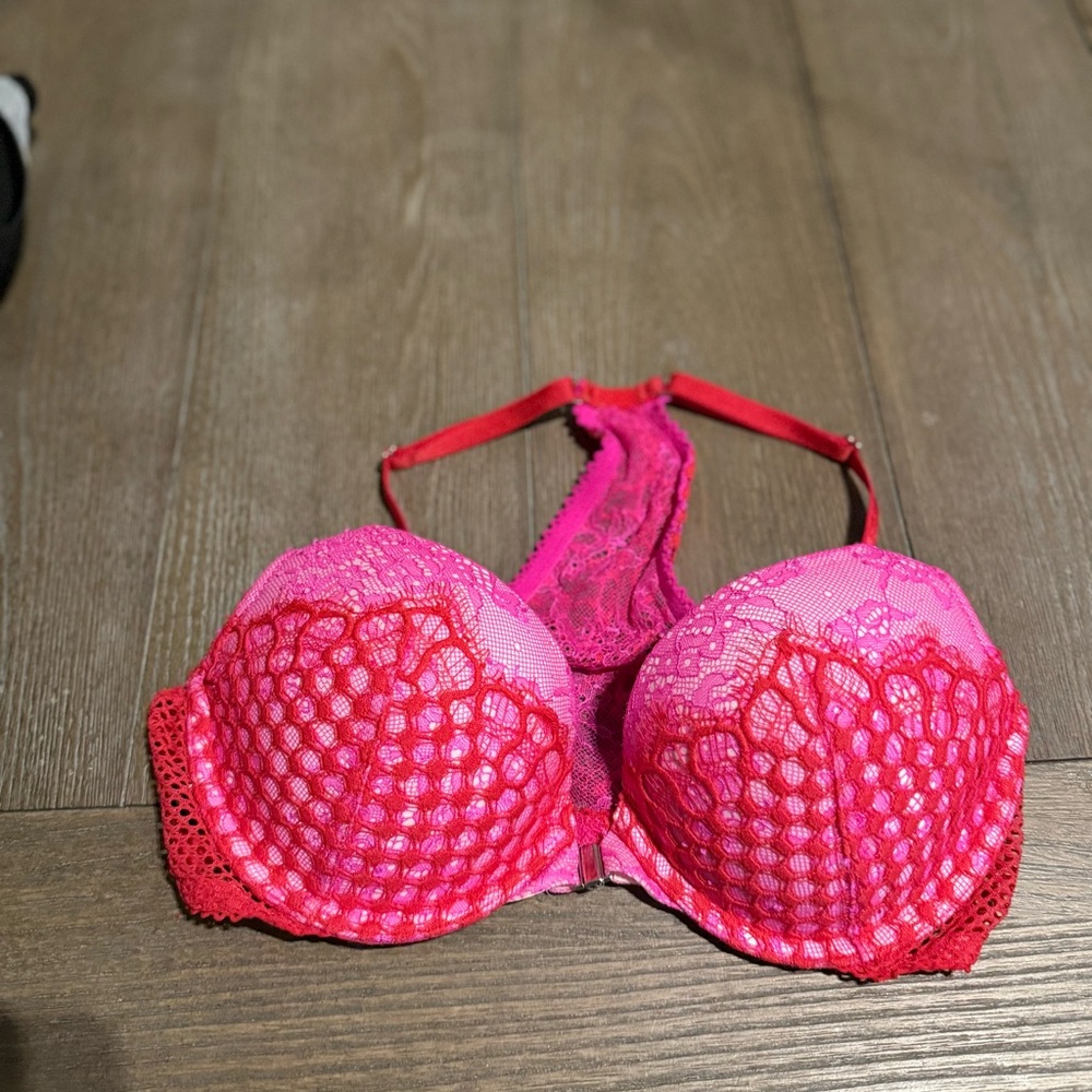 Victoria's Secret Very Sexy Push Up Red and Pink Lace Bra